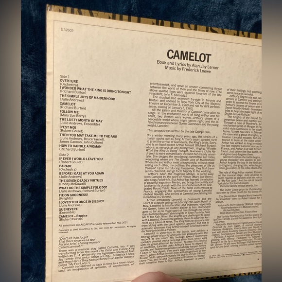 Camelot Musical Theatre Treasury Broadway Classic Record - Picture 2 of 16